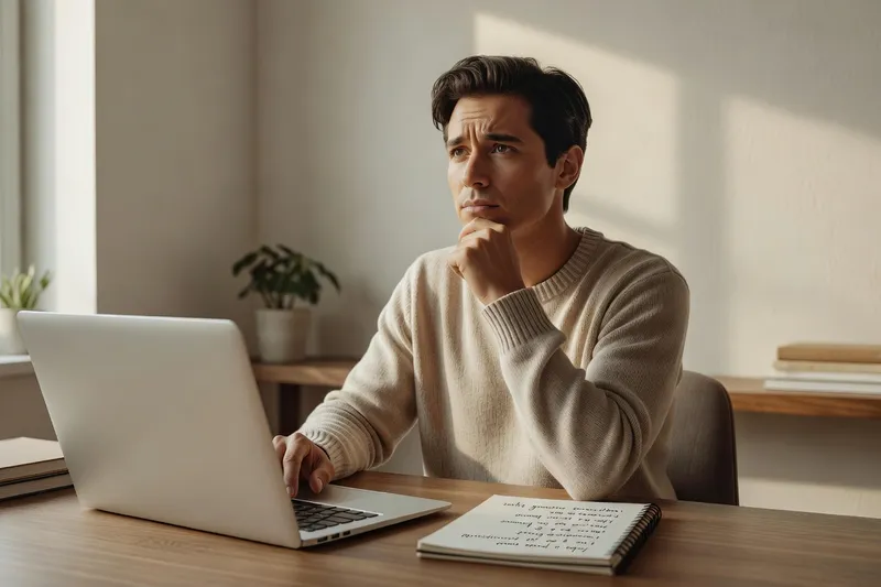 A person thoughtfully writing a new dating profile after a divorce