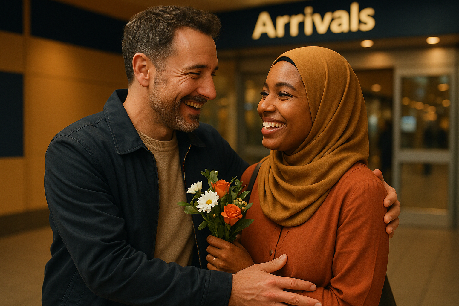Laptop screen showing a respectful video call between two people in different countries
