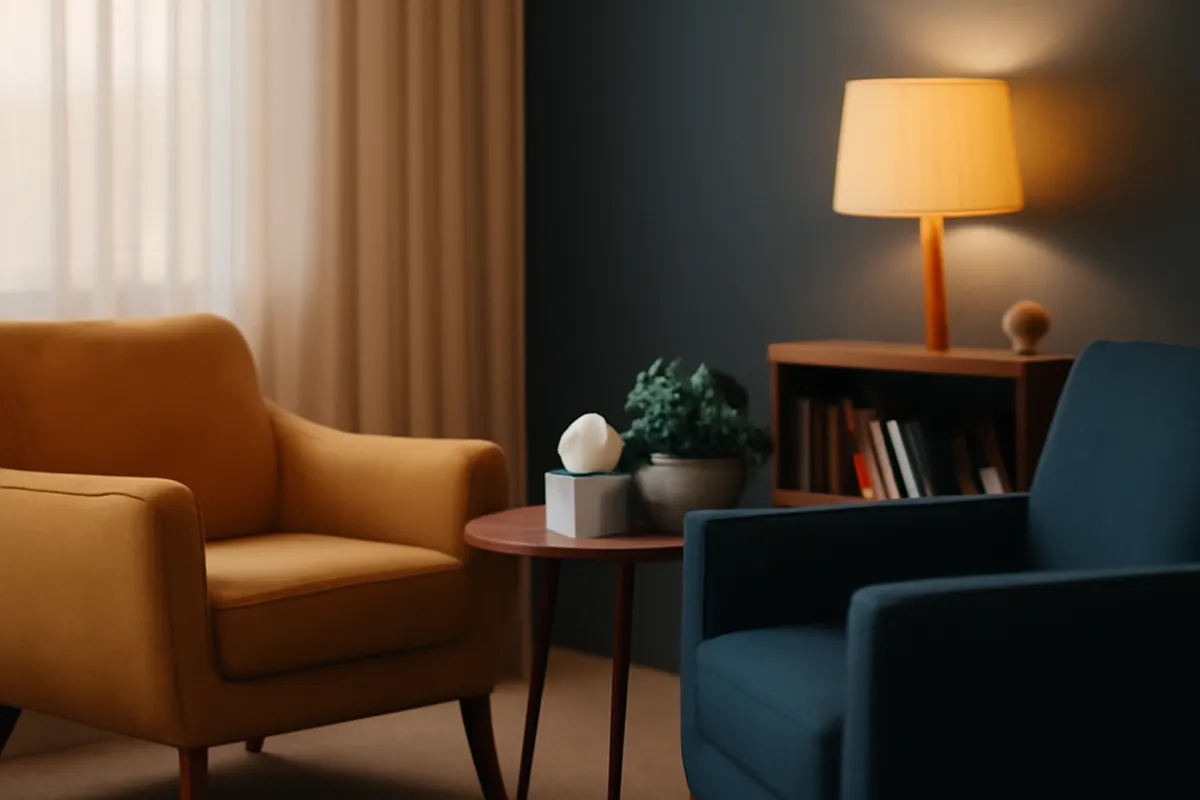 Marcus Whitfield's therapy office, a calm space for family counseling sessions